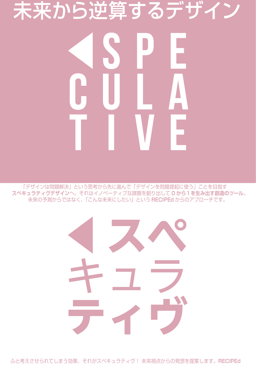 未来から逆算するデザイン。「デザインは問題解決」という思考から先に進んで「デザインを問題提起に使う」ことを目指すスペキュラティヴデザインへ。未来視点からの発想を提案します。